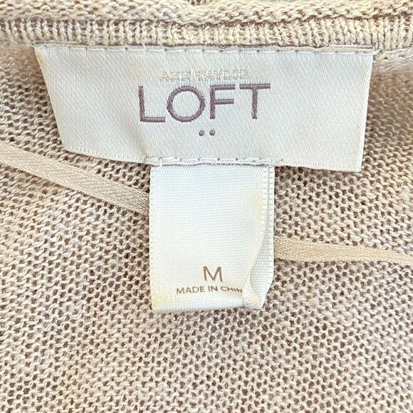 LOFT Open Front Cut Out Lightweight Ramie Cardigan Women's Size Medium - Picture 3 of 8